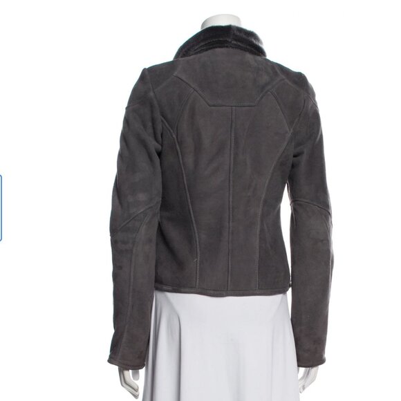 Stephen Italy 100% Leather Women's Jacket - Grey Shearling - Picture 3 of 3